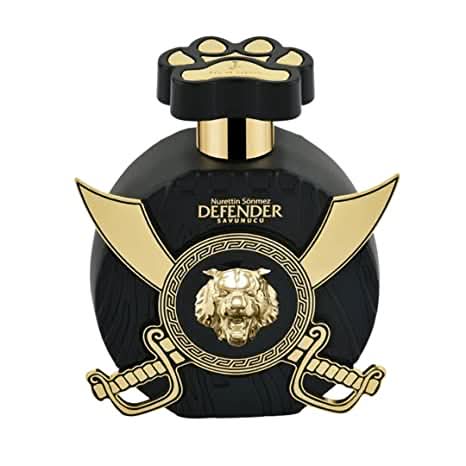 Junaid Jamshed Defender Pour Homme Eau De Parfum 100ml bottle with sleek design and branding visible.