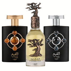Al Qiam Gold, Al Qiam Silver & Eternal Oud Edp - Eau De Parfum Unisex 100ml(3.4 Oz) | By Lattafa Perfumes - Intense Oud