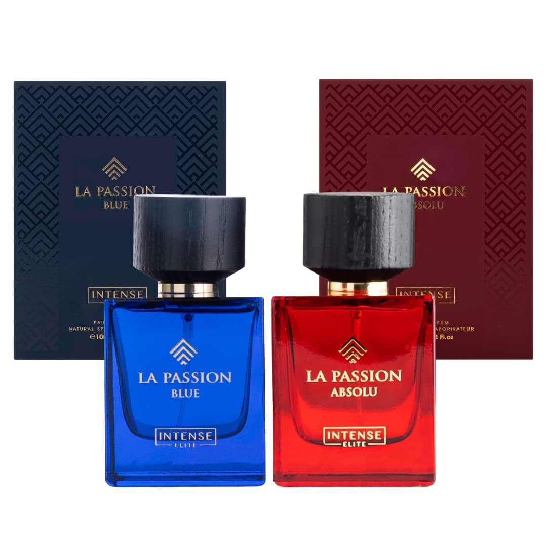 La Passion Blue and Absolu EDP - Eau De Parfum 100ml(3.4 oz) | By Intense Elite (Xtra Value Pack) - Intense Oud