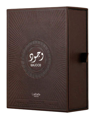 Lattafa Pride Nebras & Wajood EDP Eau De Parfum 100ml bottle, showcasing elegant fragrance packaging.