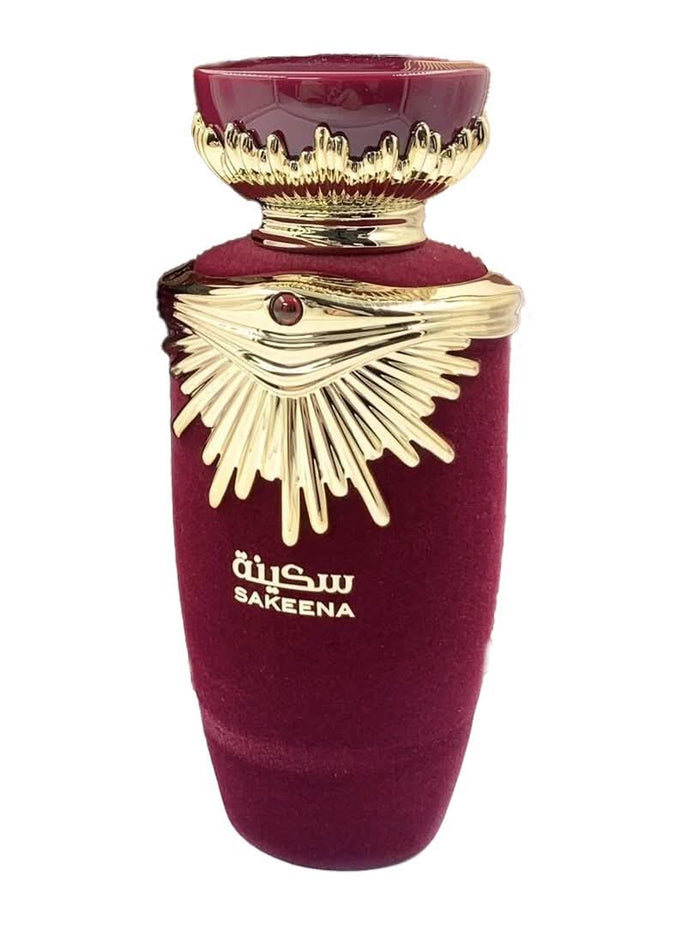 Lattafa Sakeena Eau de Parfum 100ml bottle with elegant packaging, showcasing the fragrance and brand logo.