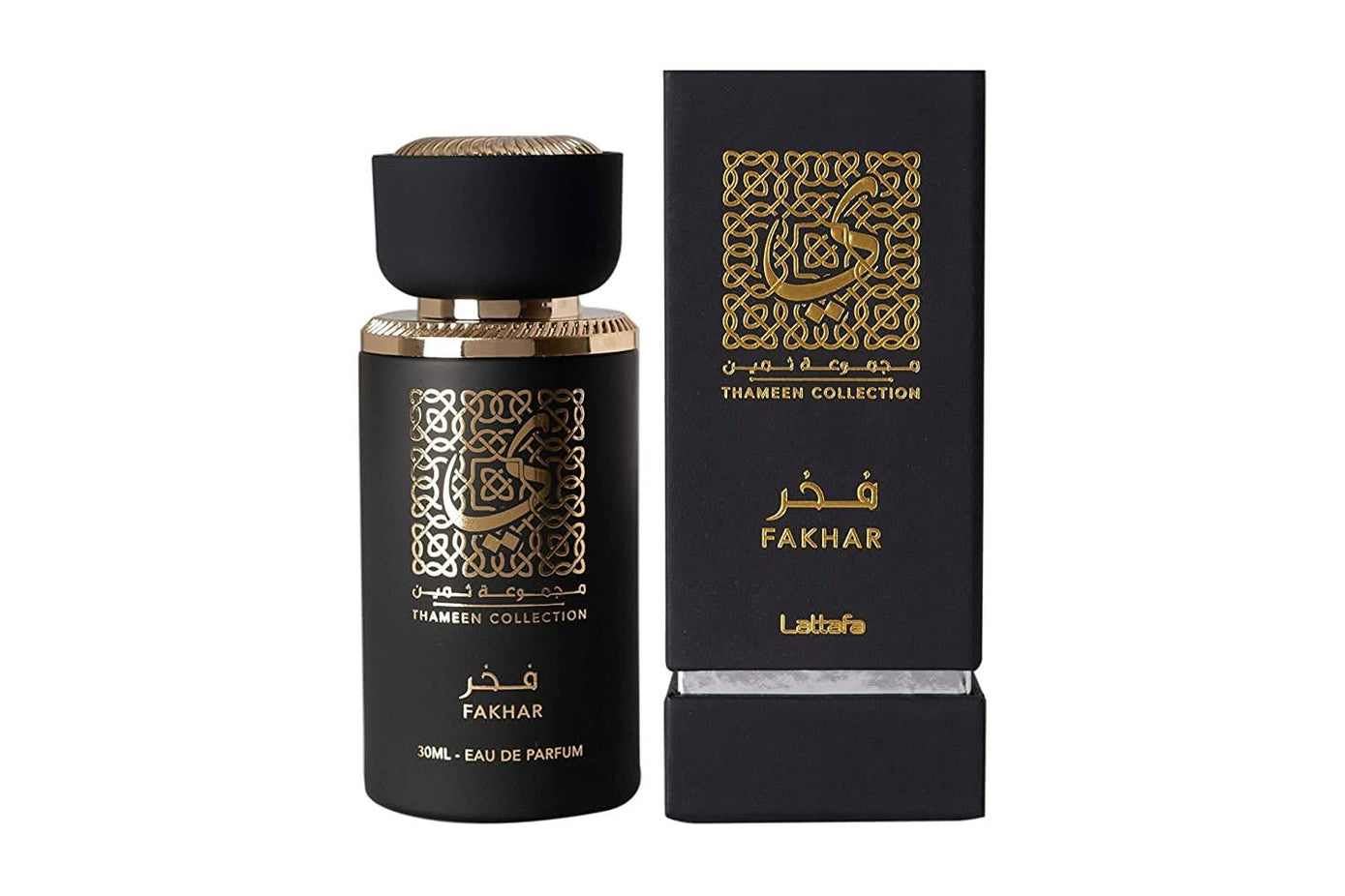 Fakhar for Men Eau De Parfum by Lattafa, 30ML perfume bottle with elegant design and dark packaging.