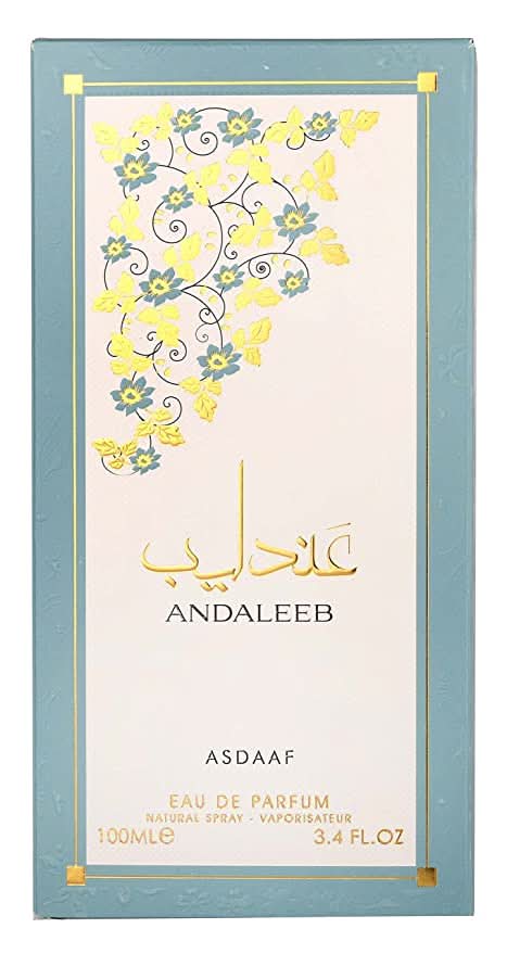 Andaleeb Women Eau De Parfum by Asdaaf in a 100ml bottle, featuring elegant packaging and a sophisticated fragrance.