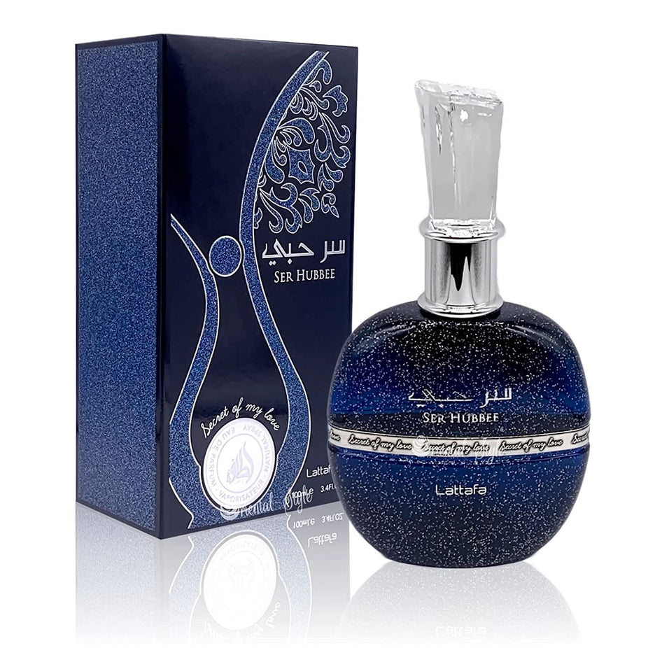 Lattafa Musk Al Aroos Fakhar Men and Ser Al Hubee EDP perfume gift set in 100ml with magnetic gift box, featuring elegant packaging.
