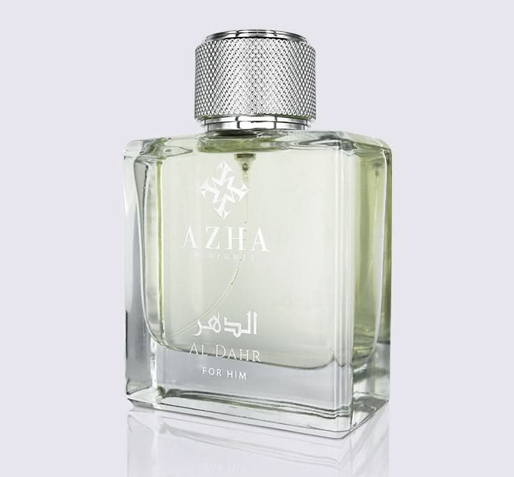 Al Dahr for Him Eau de Parfum spray by AZHA, 100ml bottle, sleek design with a dark-colored cap and label.
