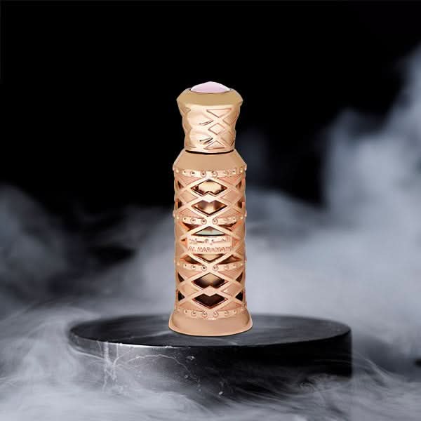 Al Haramain Musk Poudree perfume oil in a 12ml bottle, featuring elegant packaging and a luxurious musk scent.