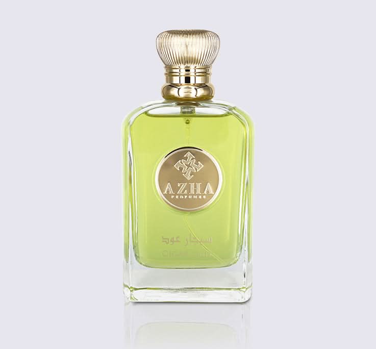 Azha Cigar Oud Eau de Parfum spray bottle, 100ml, featuring a sleek design with a dark and elegant appearance.
