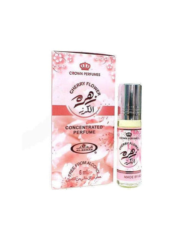 Cherry Flower 6ML perfume oil by Al Rehab in a roll-on bottle, featuring a floral cherry scent and concentrated perfumed oil.