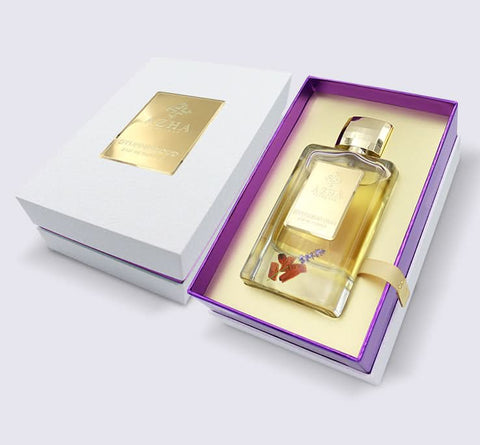 Box of Azha Stunning Oud Eau De Parfum 100ml, elegant packaging featuring intricate design and branding for this luxury fragrance.