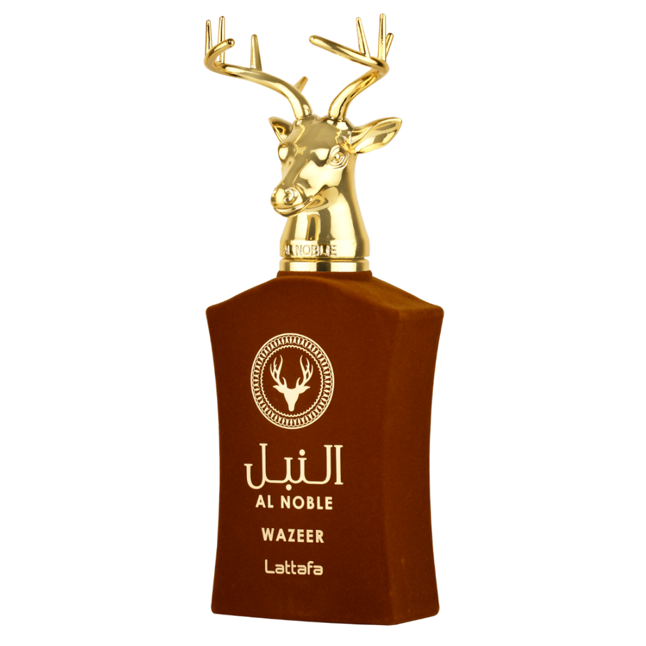 Lattafa Al Noble Wazeer Eau de Parfum 100ML bottle, elegant packaging with a luxurious fragrance for men.