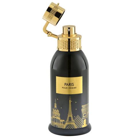 Junaid Jamshed Paris Pour Homme Eau De Parfum 100ml bottle with sleek packaging and elegant design.