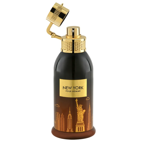 Junaid Jamshed New York Pour Homme EDP bottle, 100ml Eau De Parfum, with sleek design and masculine fragrance packaging
