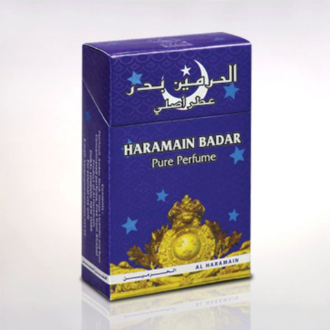 Al Haramain Badar perfume oil in 15ml bottle, concentrated CPO with floral and oriental scent, displayed on a neutral background.