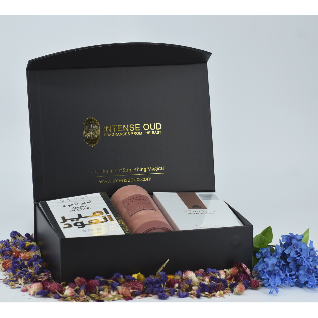 Ameer Al Oud Intense Oud, Ser Al Malika & Velvet Rose EDP-100ml(3.4 oz) with Magnetic Gift Box Perfect For Gifting | by Lattafa Perfumes - Intense Oud