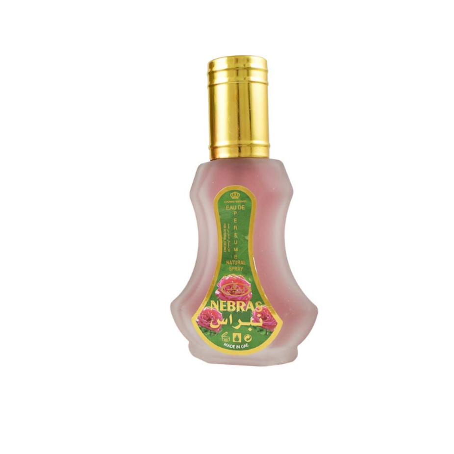 Al Rehab Nebras Eau de Parfum spray bottle, 35ml, with sleek design and clear label, showcasing the Al Rehab fragrance.