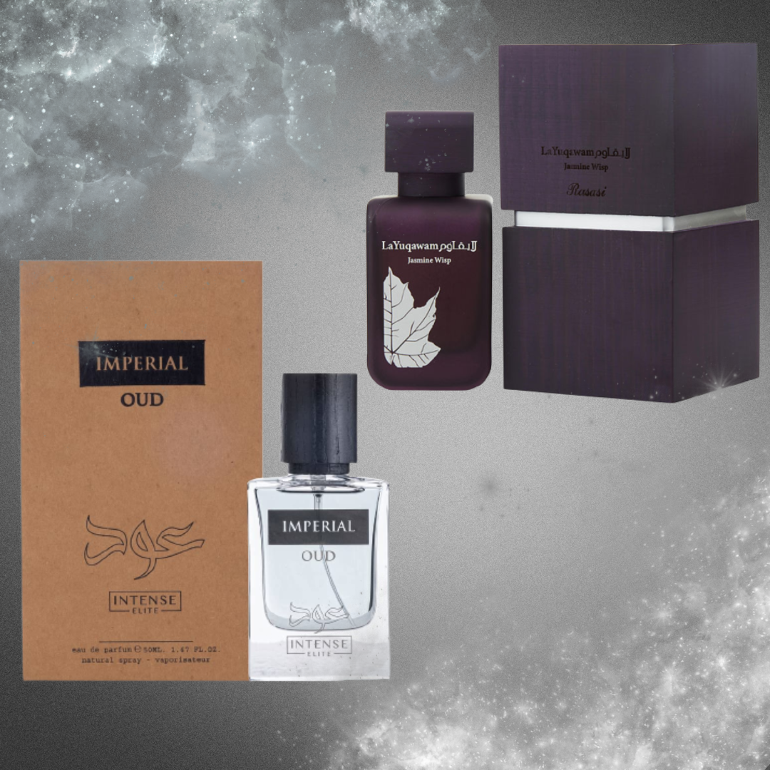 Couple Collection Set |Imperial Oud for Men EDP-90ML| & |La Yuqawam Jasmine Wisp for Women EDP-75ml(2.5 oz)| - Intense Oud