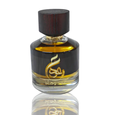 Paris Corner Oud Wahaaj EDP 100ml bottle, elegant glass perfume bottle with a sleek design, showcasing the Eau De Parfum.