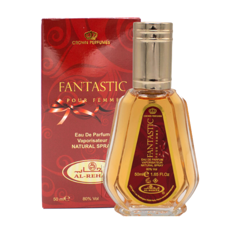Al Rehab Fantastic 50ml Eau De Parfum bottle with a sleek, elegant design and clear label on a white background.