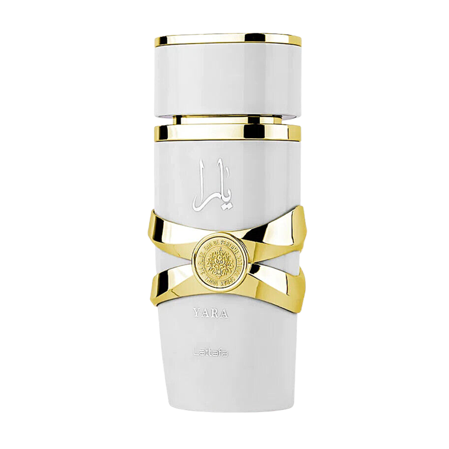Lattafa Asad, Yara & Yara Moi Eau de Parfum Spray 100ml bundle with elegant perfume bottles and packaging.