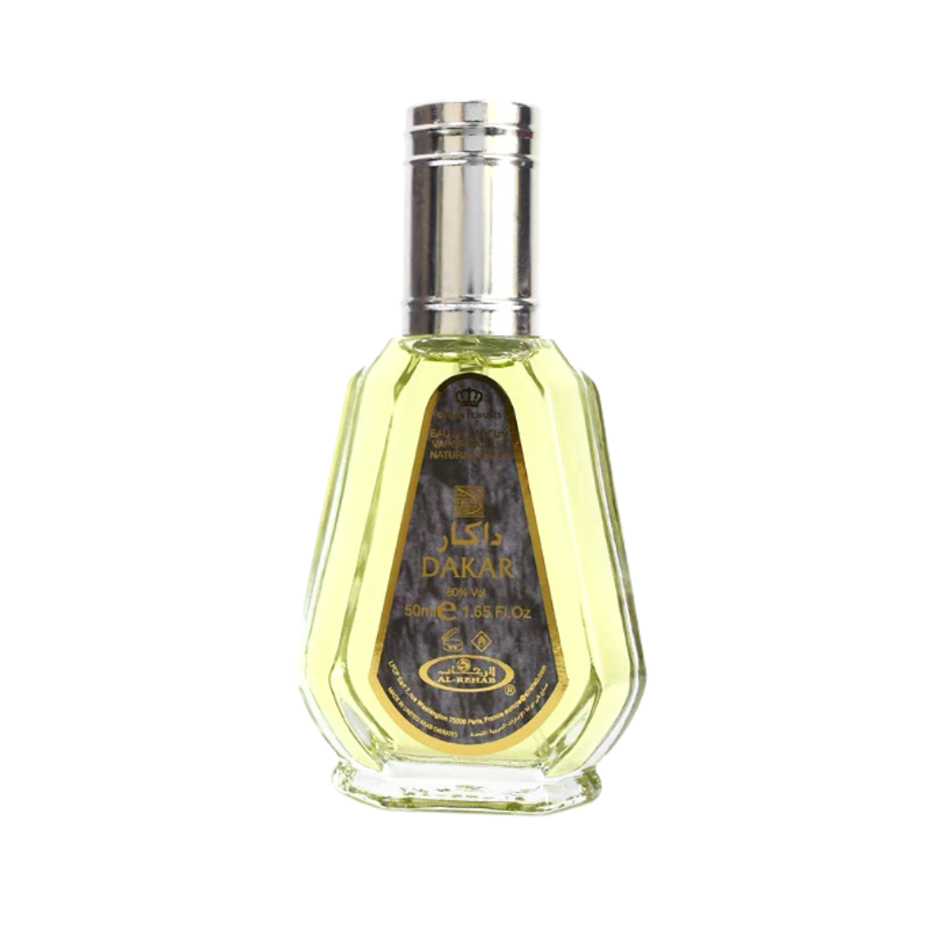Dakar Spy EDP by Al Rehab, 50ml Eau De Parfum bottle with sleek design and minimalist label.