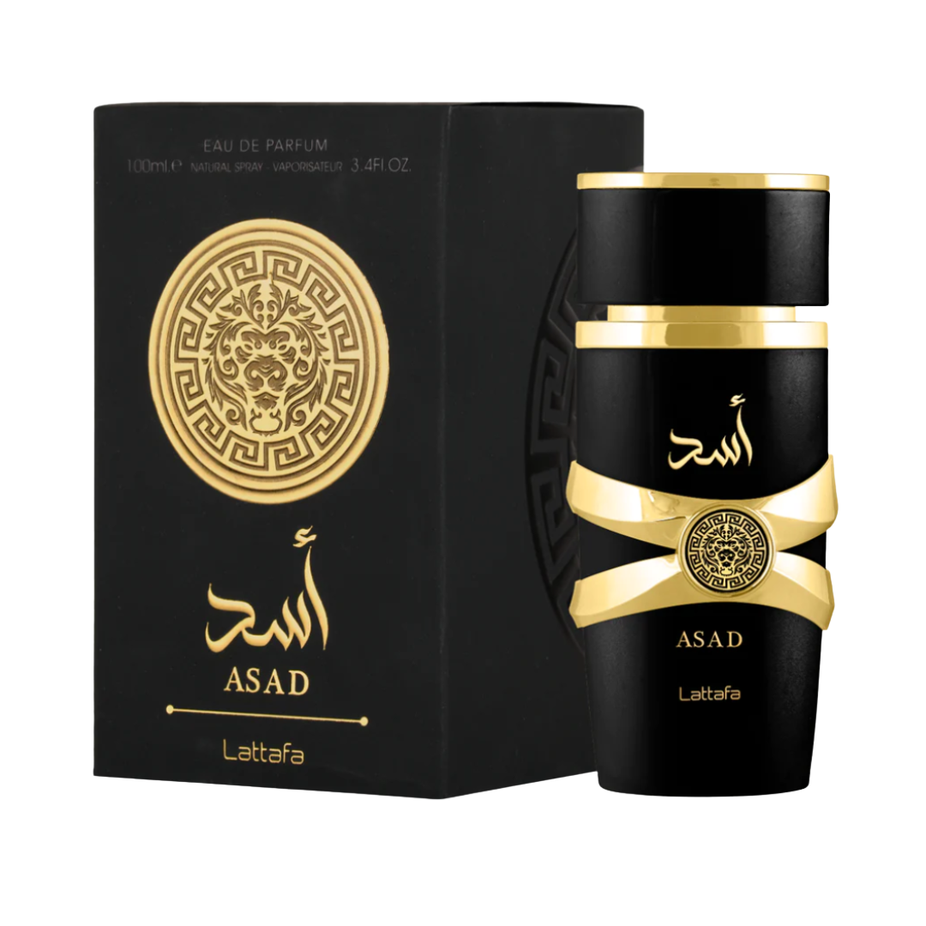 Lattafa Asad, Yara & Yara Moi Eau de Parfum Spray bundle, 100ml bottles displayed with elegant packaging and fragrance details.