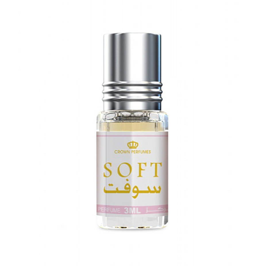 Soft 3ml Al Rehab concentrated perfume oil bottle with elegant packaging, showcasing the perfume oil's luxurious appearance.