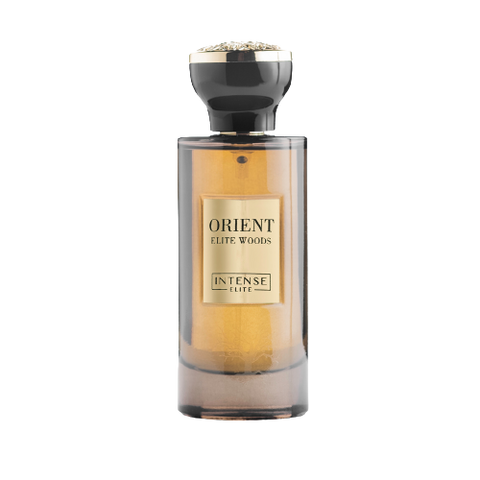 Intense Elite men's collection with La Yuqawam and Orient Elite Woods Eau De Parfum bottles, 75ml and 100ml sizes displayed.