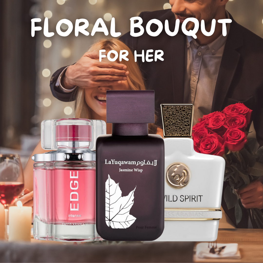 Floral Bouqet for Her - Edge Intense, Jasmine Wisp, Wild Spirit - Intense Oud