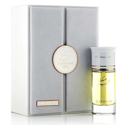 Arabian Oud Kashmir Musk EDP 100ML bottle with elegant packaging, showcasing the luxurious fragrance and design.