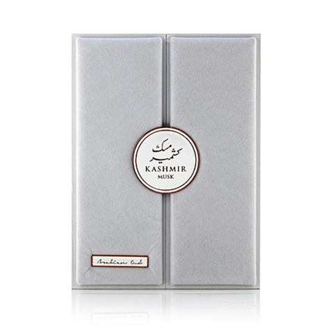 Arabian Oud Kashmir Musk EDP 100ML bottle with gold accents, showcasing elegant packaging of the Arabian Oud fragrance.
