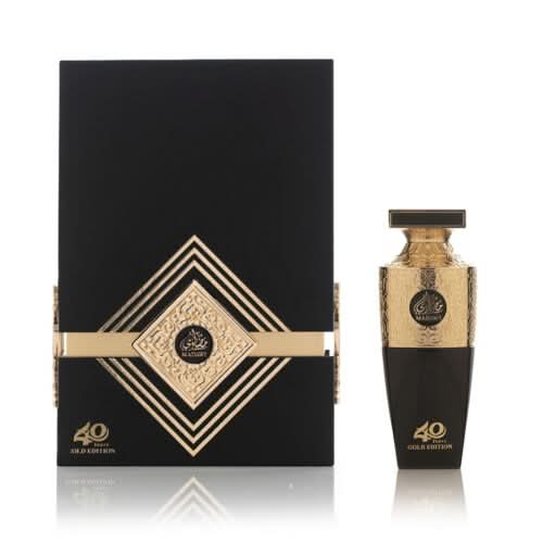 Arabian Oud Madawi Gold Edition unisex Eau De Parfum bottle, 100ml, with gold accents and elegant design.