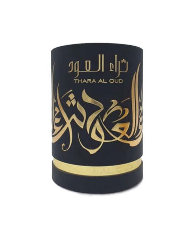Thara Al OUD EDP by Ard Al Zaafaran 100ml Eau de Parfum bottle with ornate gold and black design.