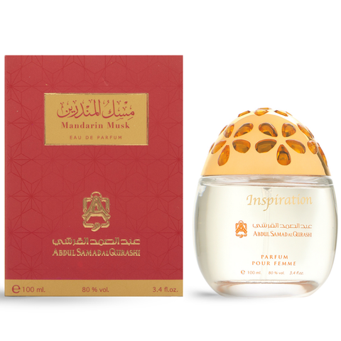 Abdul Samad Al Qurashi Mandarin Musk Eau De Parfum 100ml bottle with elegant design and citrus-musk scent profile.