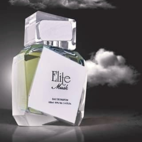 Oud Elite Elite Musk EDP 100ml bottle with branding, showcasing the Eau De Parfum scent and elegant packaging.