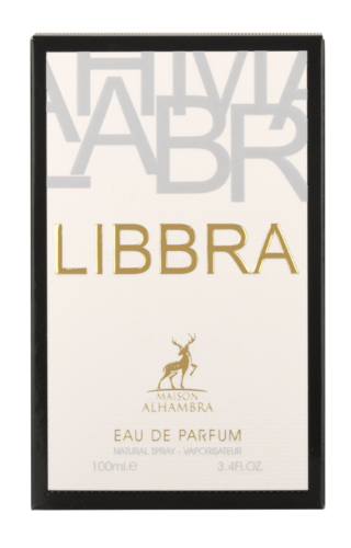 Maison Alhambra Libbra Eau de Parfum spray 100ml with elegant bottle, showcasing the luxurious fragrance design.