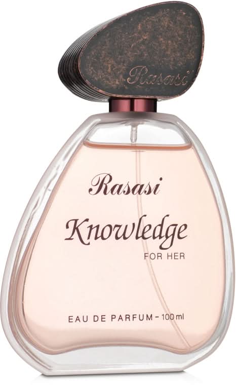 Rasasi Knowledge for Women Eau De Parfum 100ml bottle with elegant packaging and floral fragrance accents.